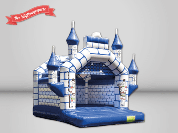 Der Hüpfburgexperte weiß-blaues Schloss Design, mit Dach.