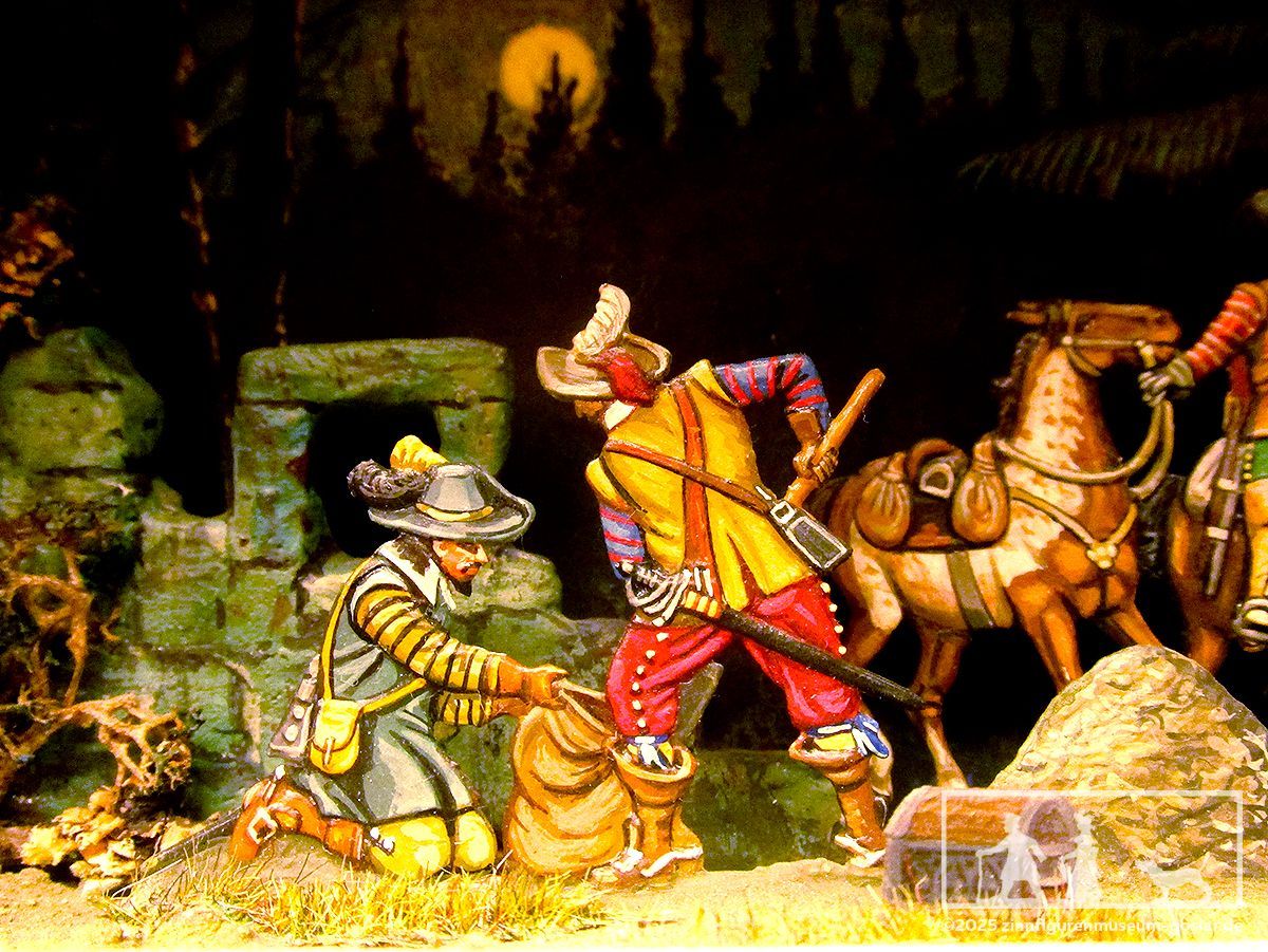 Marodeure vergraben ihre Kriegsbeute