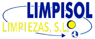 Un logotipo azul y amarillo para Limpisol Limpiezas SL