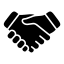 Una silueta en blanco y negro de un apretón de manos sobre un fondo blanco.