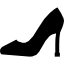 Una silueta negra de un zapato de tacón alto sobre un fondo blanco.