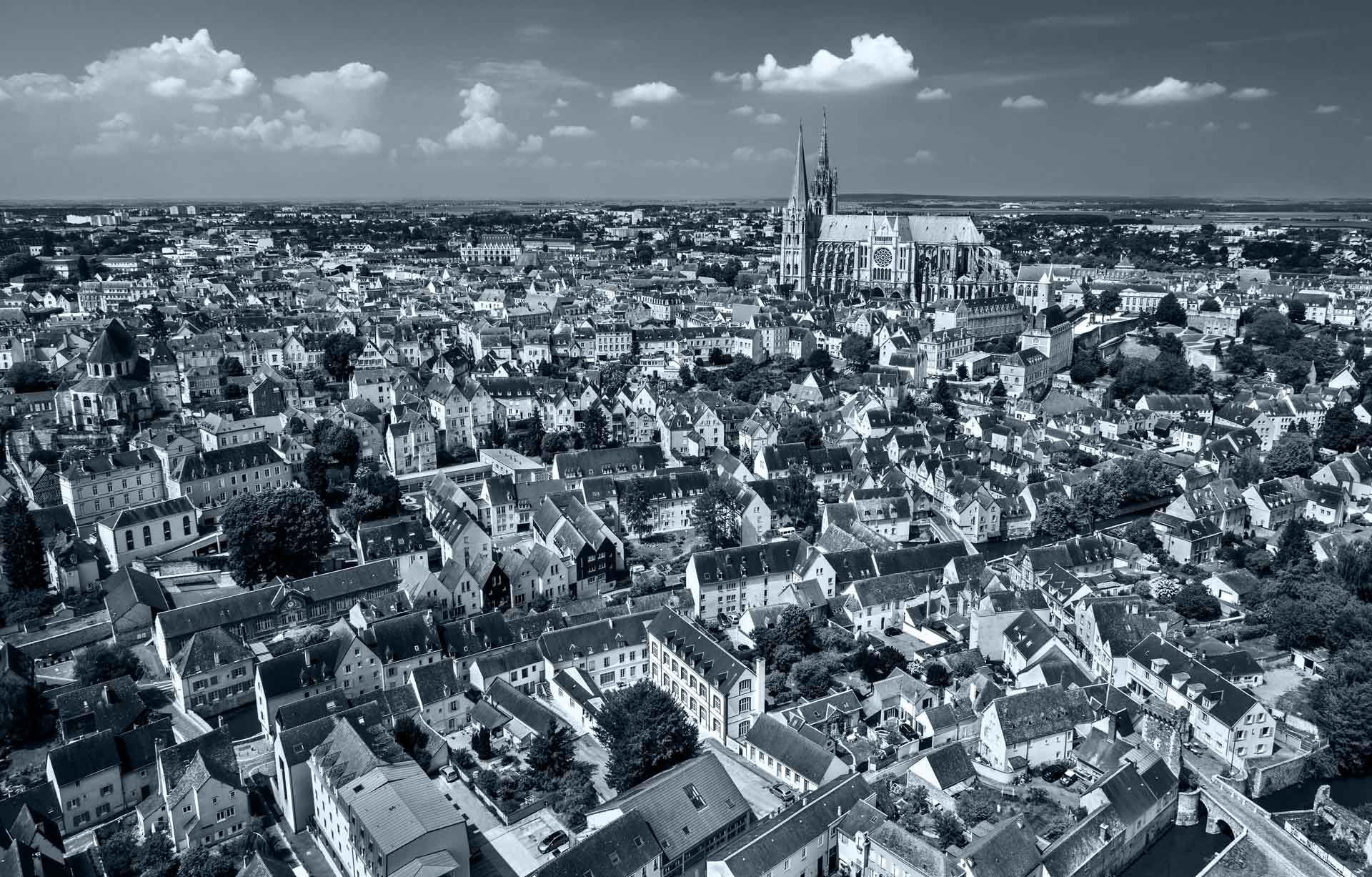 La ville de Chartres en vue aérienne