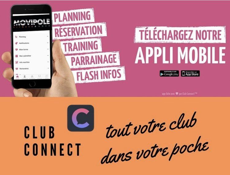 Grâce à notre application gratuite : Clubconnect , vous recevrez votre programme personnalisé directement sur votre mobile