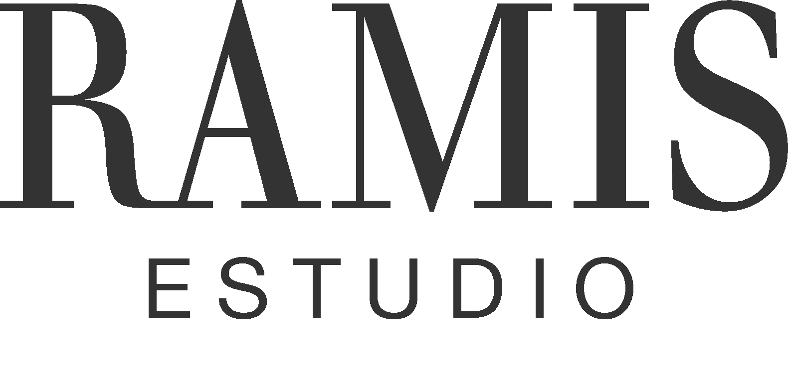 Un logotipo en blanco y negro para ramis estudio sobre un fondo blanco.