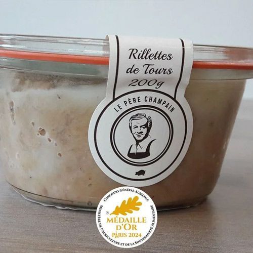Pot de Rillettes de Tours 200g avec sa médaille d'or