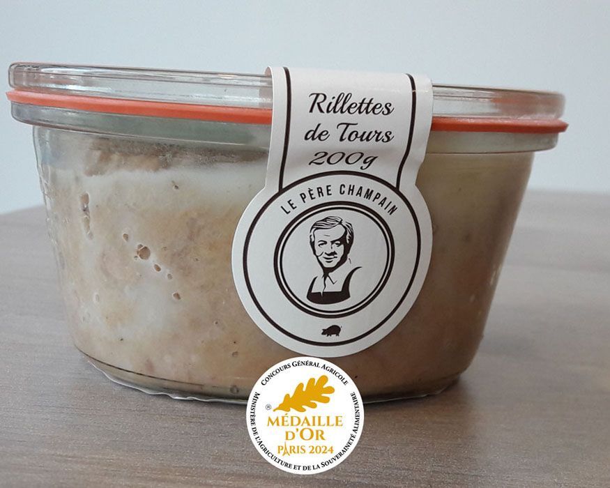 Pot de Rillettes de Tours 200g avec sa médaille d'or