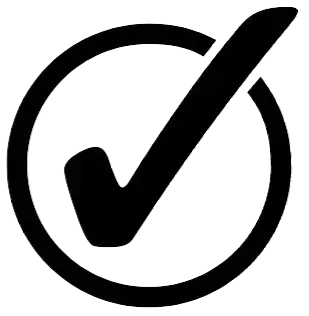 Marca de verificación negra dentro de un círculo.