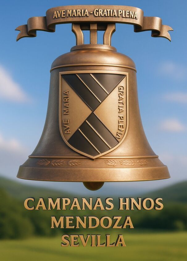 Hombre trabajando en una campana dentro de un campanario de piedra desgastada, tratando de ajustar la campana de metal.