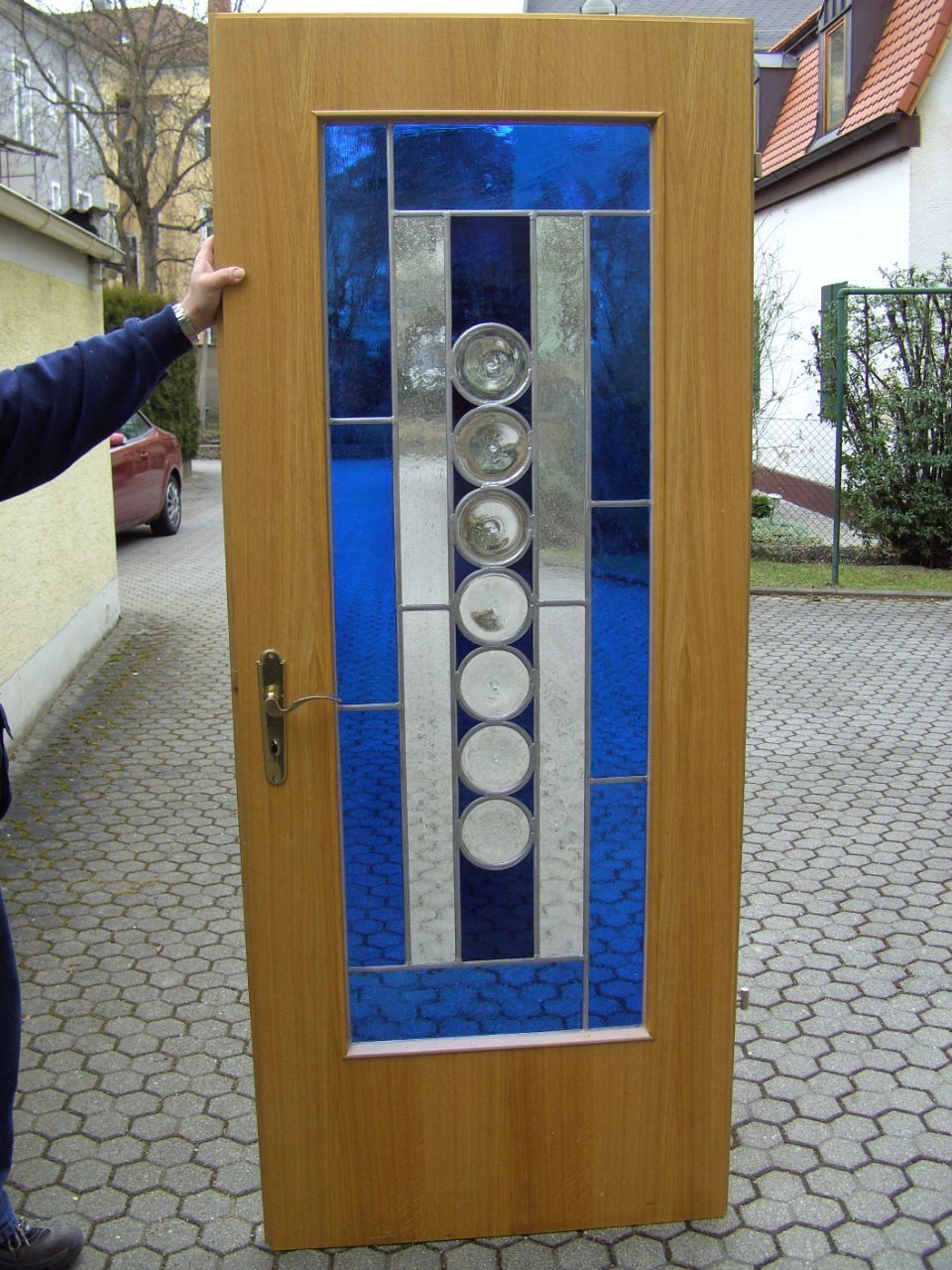 Tür mit Element aus Bleiverglasung