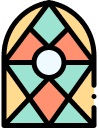 Icon Kirchenfenster mit buntem Glas