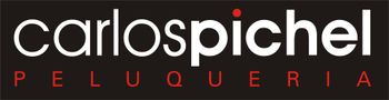 Un logotipo para carlospichel peluqueria con fondo negro