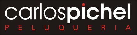 Un logotipo para carlospichel peluqueria con fondo negro