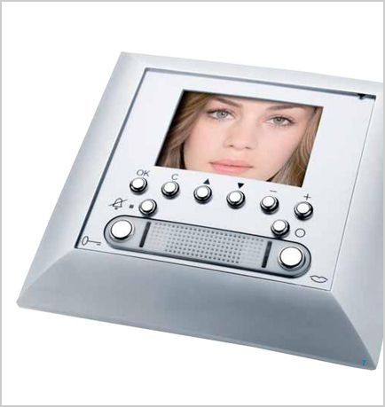 Un dispositivo plateado con la imagen de una mujer.