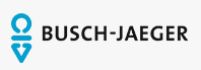 Das Logo von Busch-Jaeger ist blau und schwarz auf weißem Hintergrund.