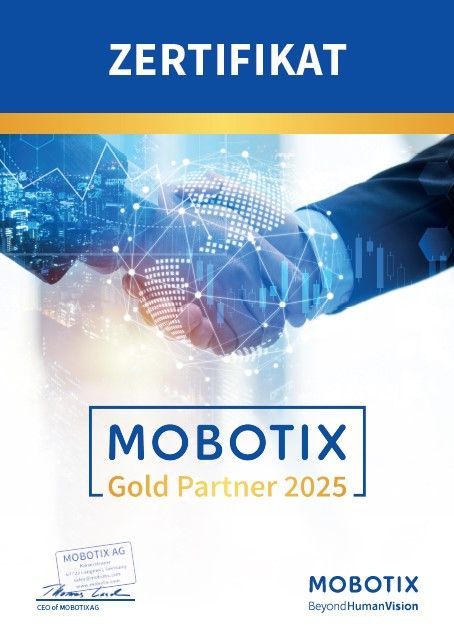 Ein Zertifikat zum Mobotix Gold Partner 2025