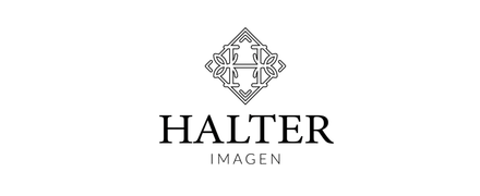 Un logotipo en blanco y negro para Halter Imagen.
