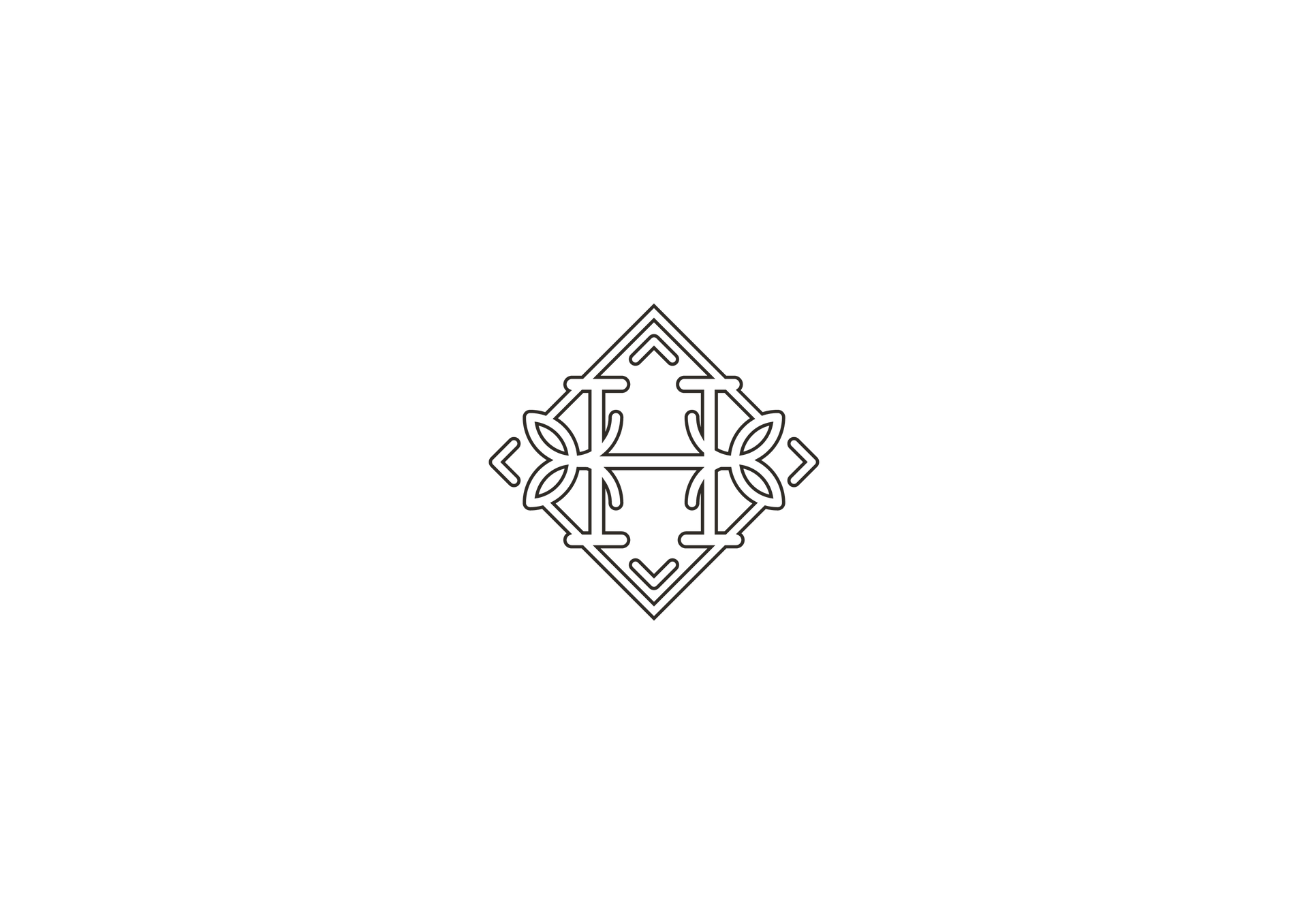 Un logotipo en blanco y negro con un diseño celta sobre un fondo blanco.
