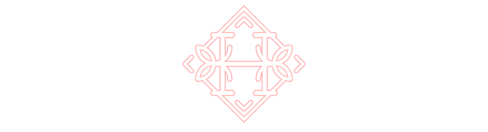 Un logotipo rosa con una cruz en el medio sobre un fondo blanco.