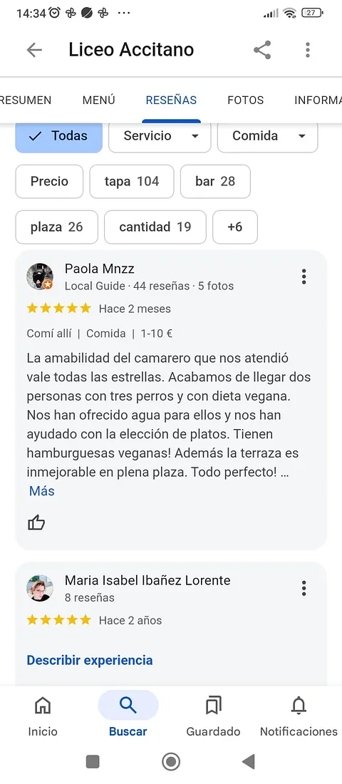 Una captura de pantalla de una reseña de Google en un teléfono celular.