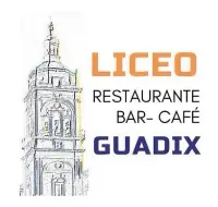 Un logotipo para liceo restaurante bar-cafeteria guadix con el dibujo de una torre.