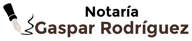 Un logotipo para el notario Gaspar Rodríguez con un bolígrafo.