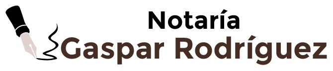 Un logotipo para el notario Gaspar Rodríguez con un bolígrafo.