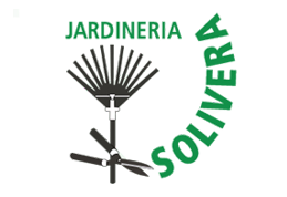 Un logotipo para jardineria solvera con un abanico y tijeras.