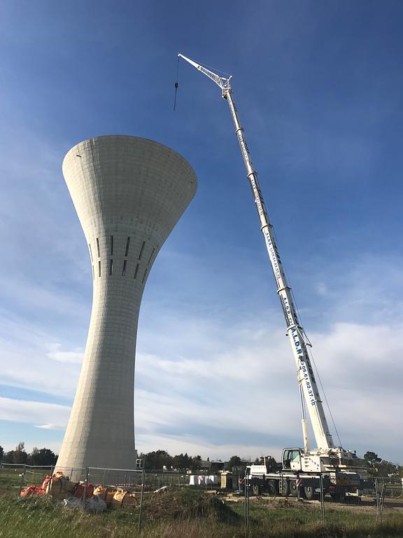 Levage palette à 80 m de haut