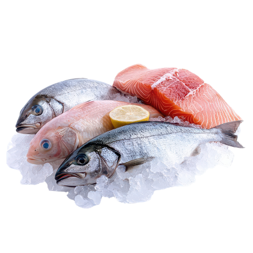 Des poissons dans de la glace à l'étal