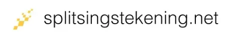 Se muestra un logotipo de splitsingstekening.net sobre un fondo blanco.