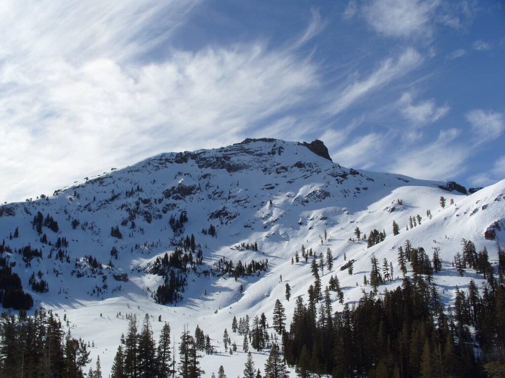 View of snowy mountain from the Kirkwood ski resort