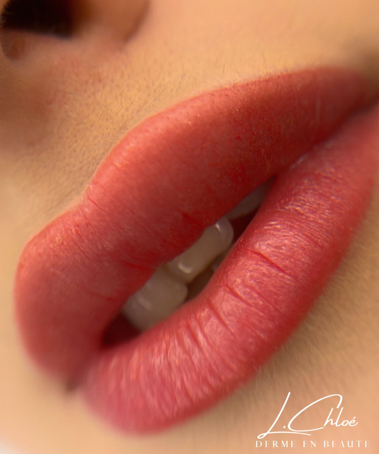 Lèvres redessinées et colorées par Derme en Beauté au Mans