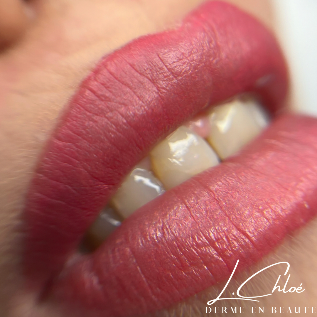 Tatouage des lèvres vu de près et réalisé Derme en Beauté au Mans