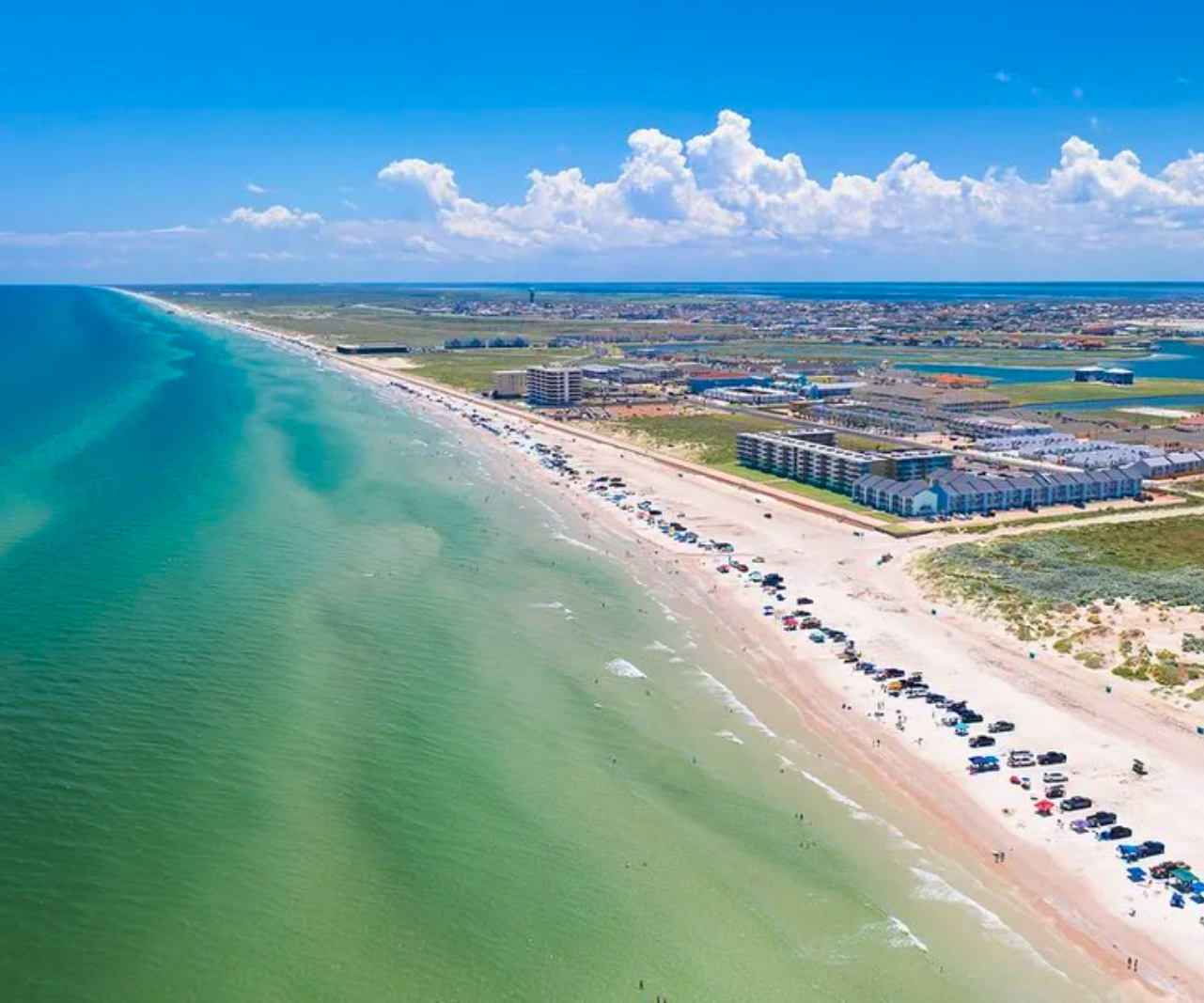 An aerial view of Corpus Christi beach