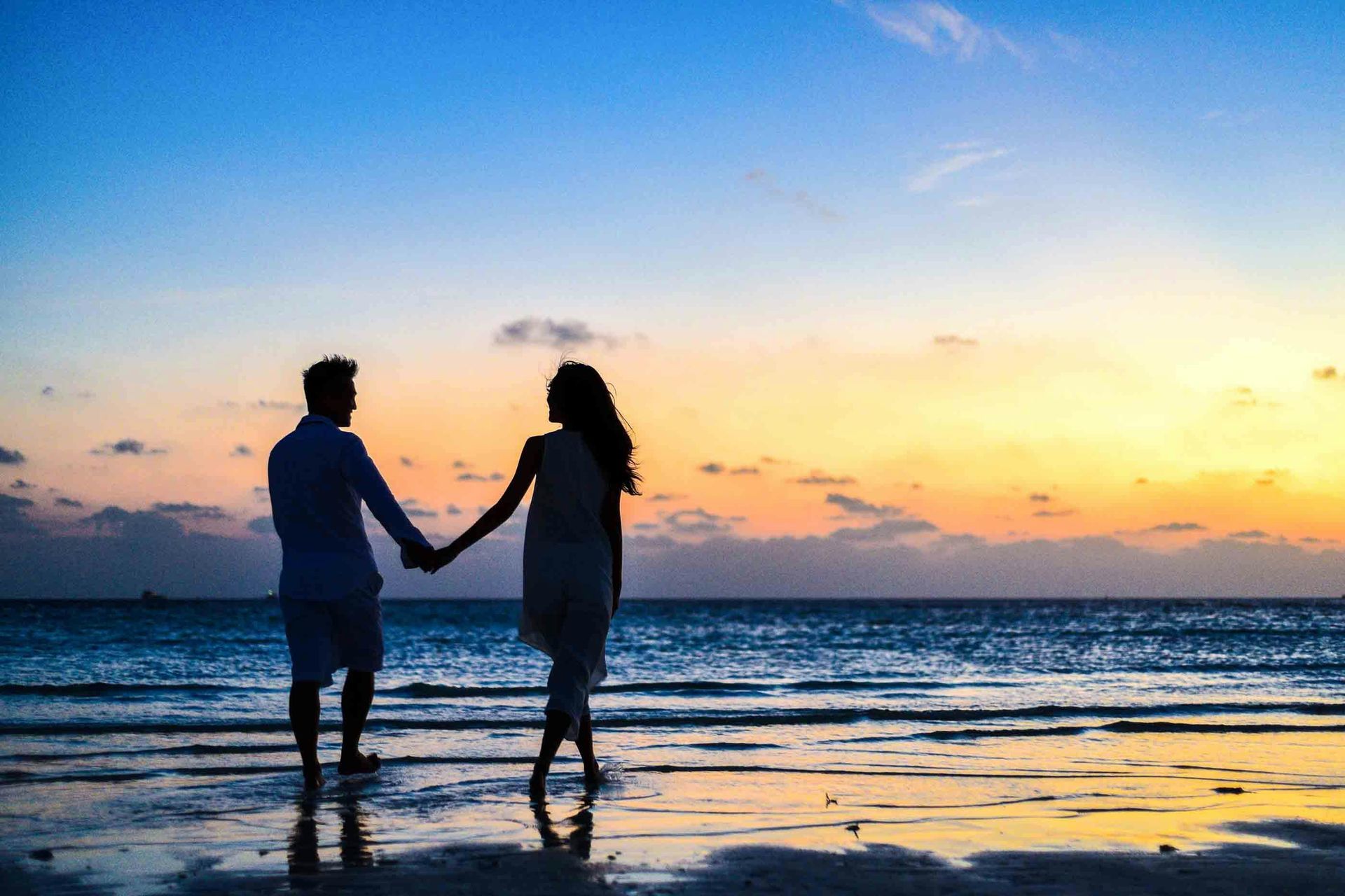 Romantic walk on the beach in Texas