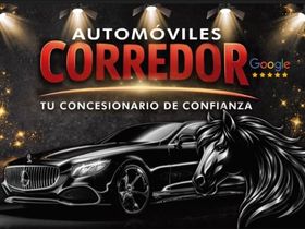 Logotipo de Autom&oacute;viles Corredor con un coche negro, una cabeza de caballo y una calificaci&oacute;n de cinco estrellas .