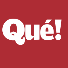 Un fondo rojo con la palabra que en letras blancas