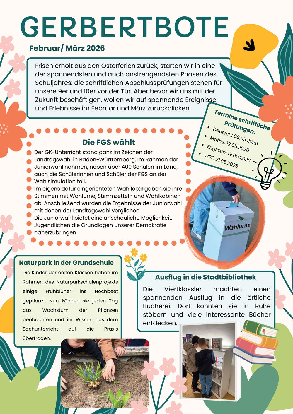 A school newsletter titled 