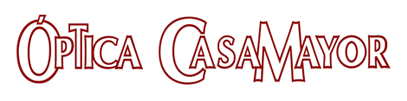 Un logotipo rojo y blanco para la óptica casa mayor.