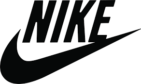 Ein schwarz-weißes Nike-Logo auf weißem Hintergrund.