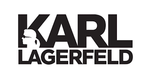 Ein schwarzweißes Logo für Karl Lagerfeld auf weißem Hintergrund.