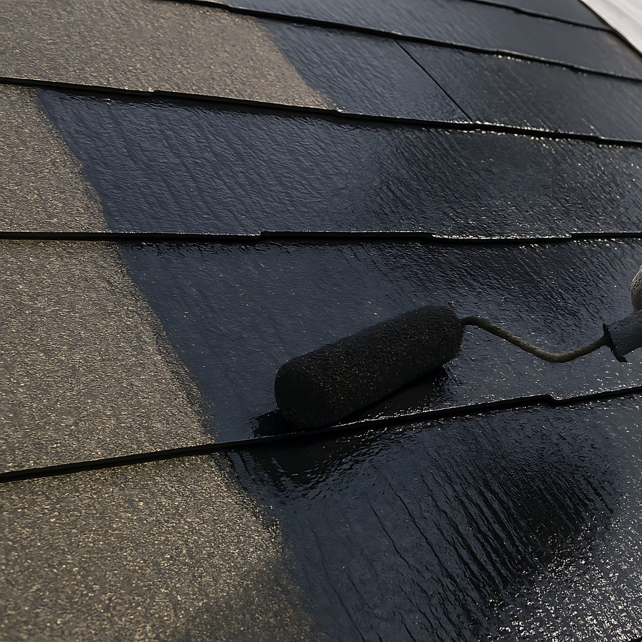 Application d'un traitement hydrofuge au rouleau sur des ardoises