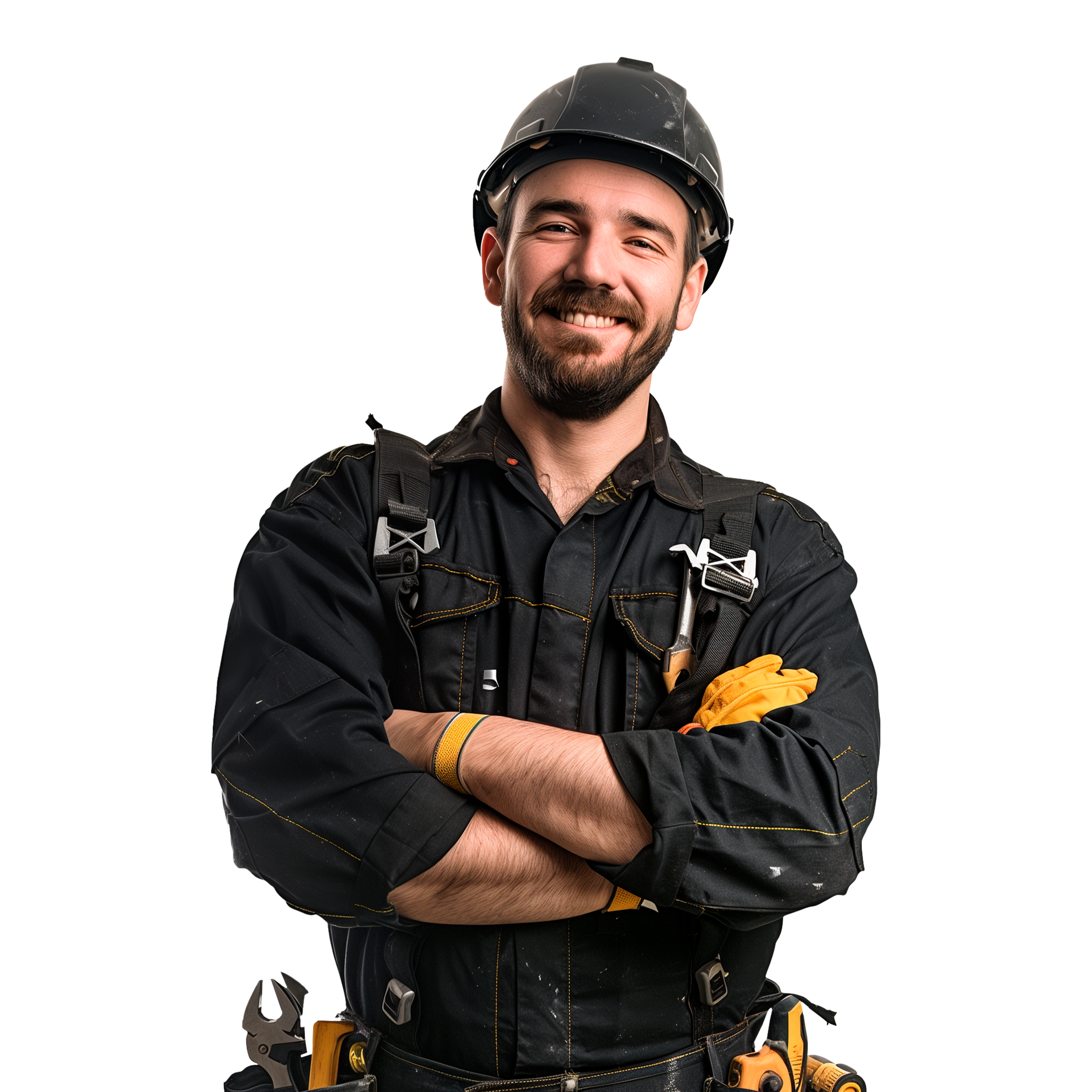 Ouvrier du bâtiment souriant