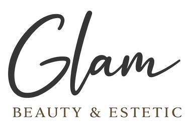 Logotipo de "Glam BEAUTY & ESTETIC" que presenta la palabra "Glam" en letra cursiva oscura