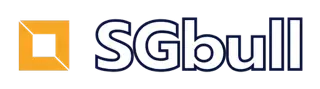 Se muestra un logotipo de sgbull sobre un fondo blanco.