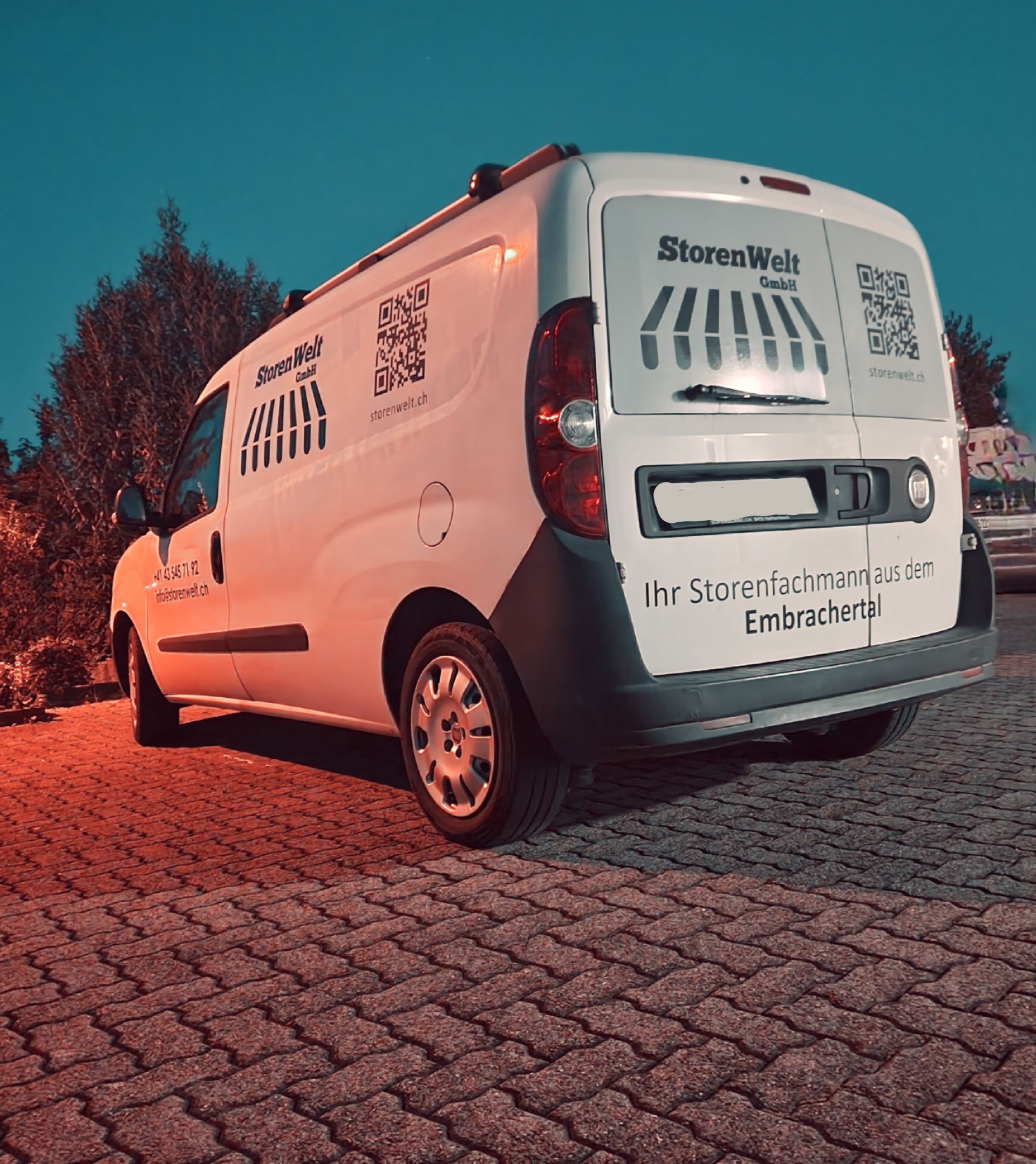 Ein Papphaus und ein Pappauto stehen im Gras.