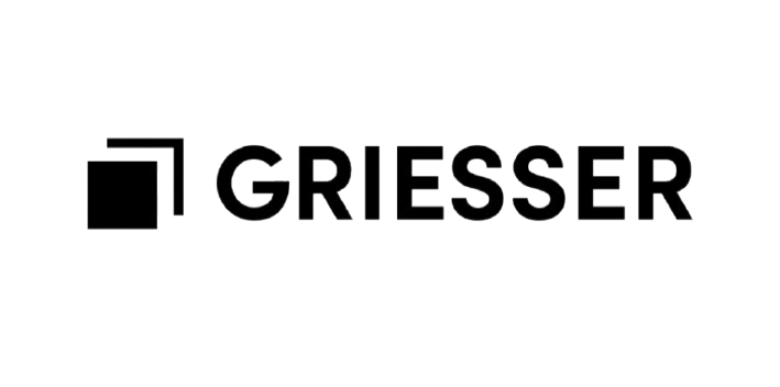 Ein schwarz-weißes Logo für Griesser auf weißem Hintergrund.