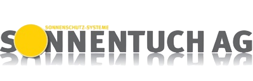 Ein Logo für die Sonnentuch AG mit einer gelben Sonne in der Mitte