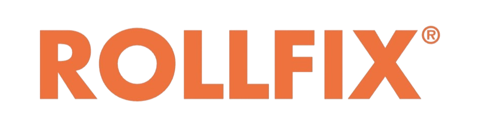 Das Rollfix-Logo ist orange und weiß auf weißem Hintergrund.