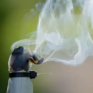 Un primer plano de una vela de la que sale humo.